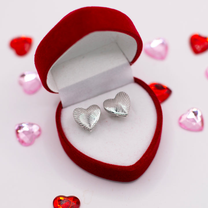 Heart Stud Earrings In Silver