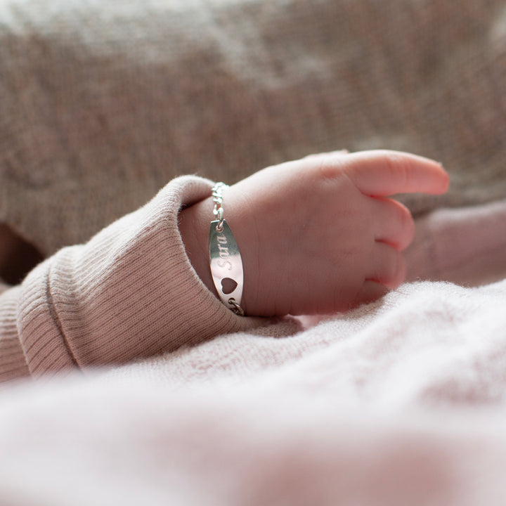 baby adjustable silver engraved bracelet