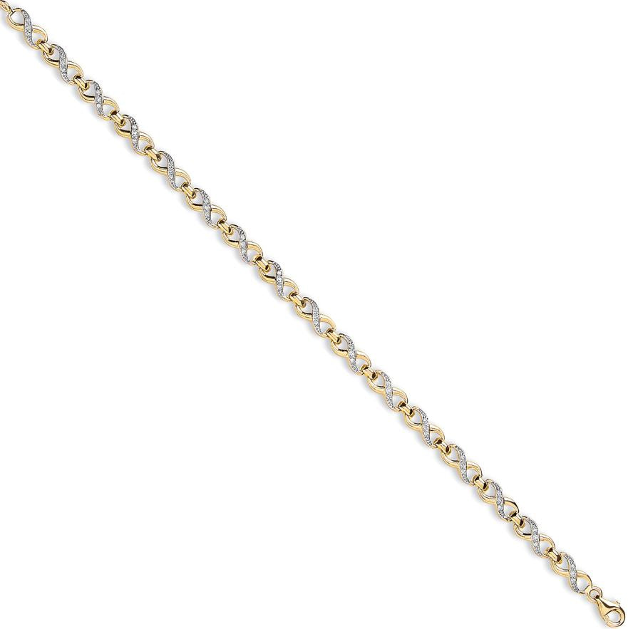Infinity Sparkle Linked Bracelet in 9ct Gold