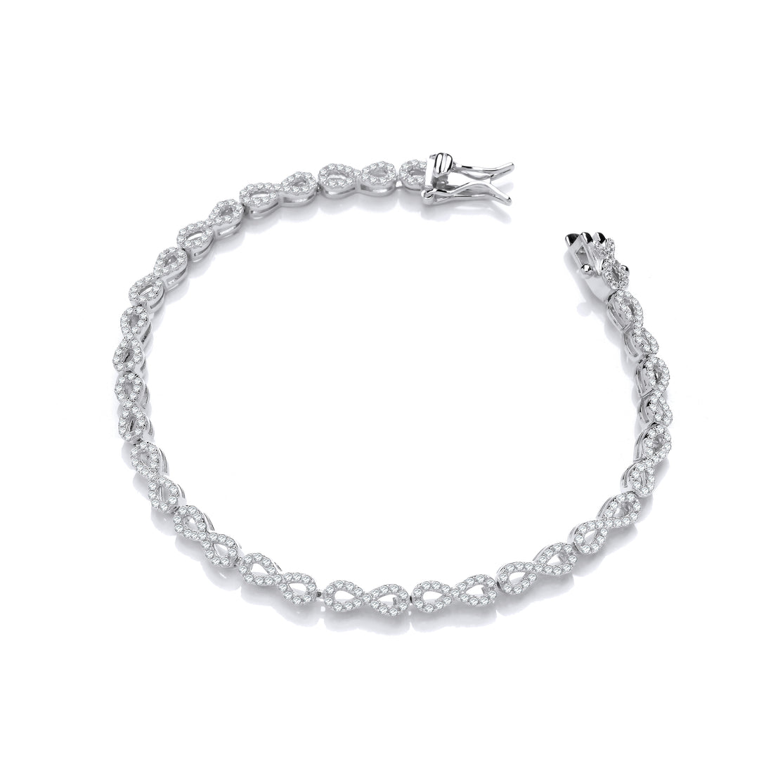Infinity Tennis CZ Crystal Bracelet In Silver