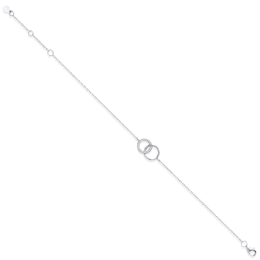 Interlocking Circles Crystal Bracelet In Silver