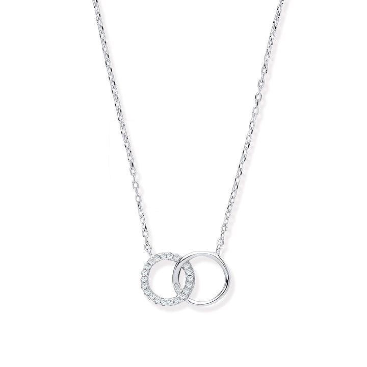 Interlocking Circles Crystal Necklace In Silver