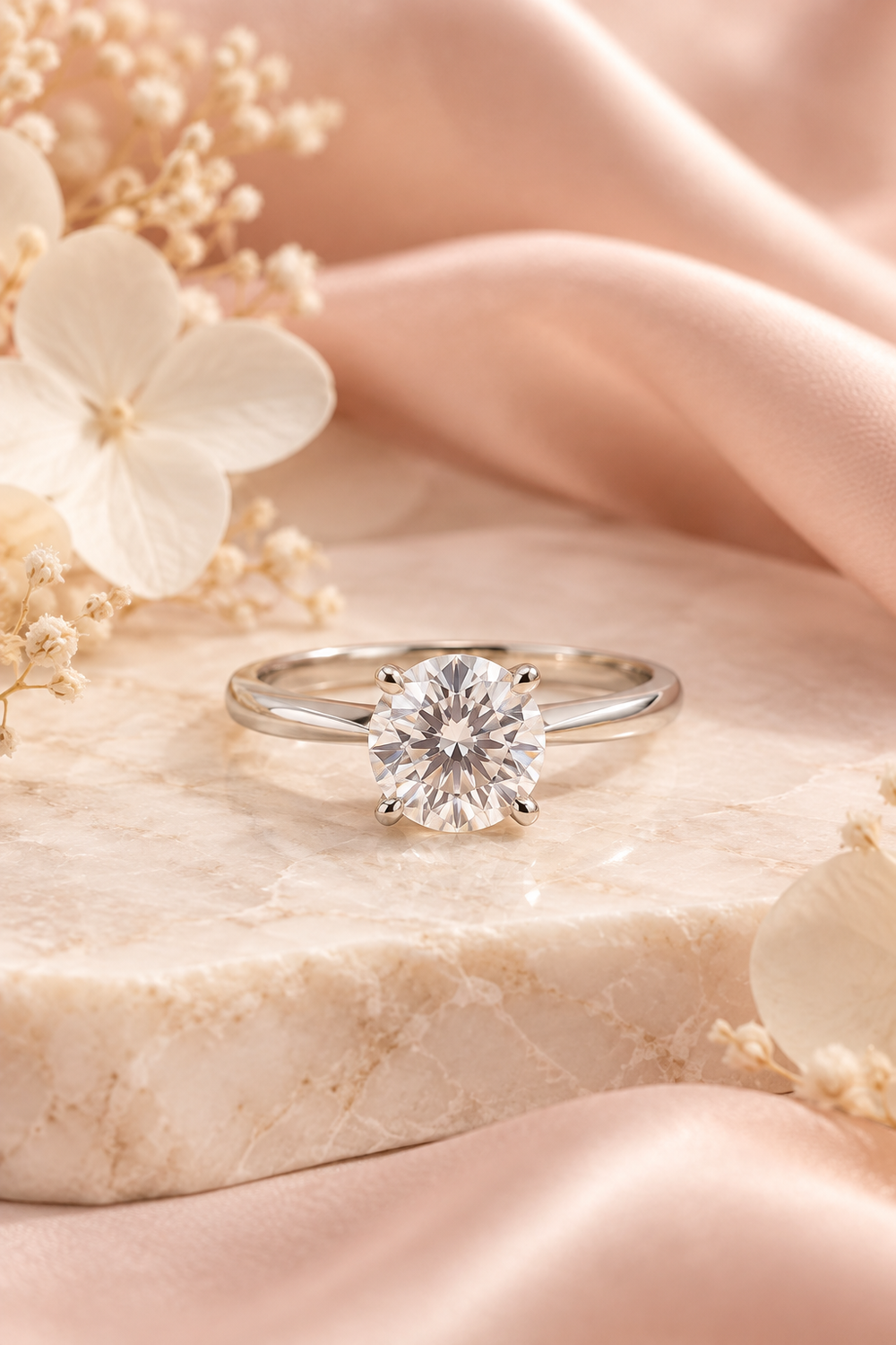 18ct White Gold 1.00ct Solitaire Lab Grown Diamond Ring - styled image