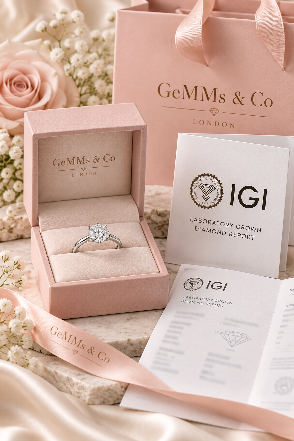 18ct White Gold 1.00ct Solitaire Lab Grown Diamond Ring - IGI certificate image