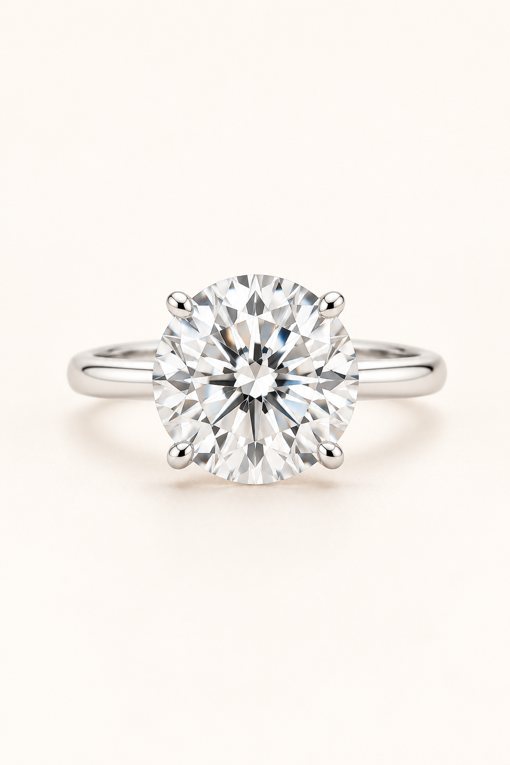 18ct White Gold 3.00ct Round Brilliant Lab Grown Diamond Ring - main cream image