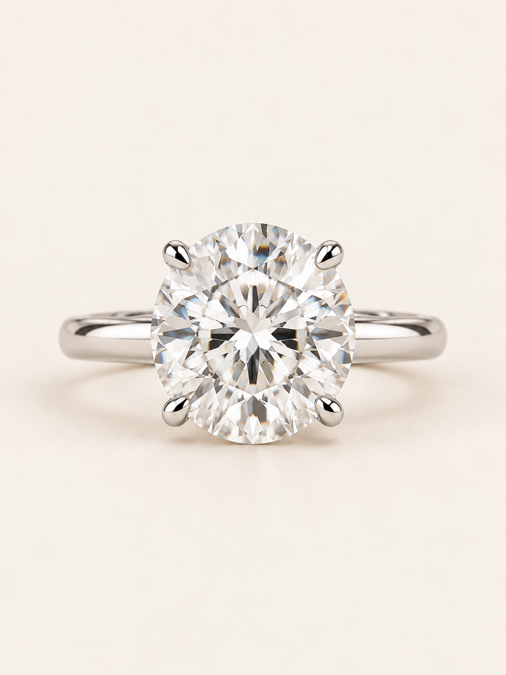 18ct White Gold 4.00ct Round Brilliant Lab Grown Diamond Solitaire Ring - main cream image