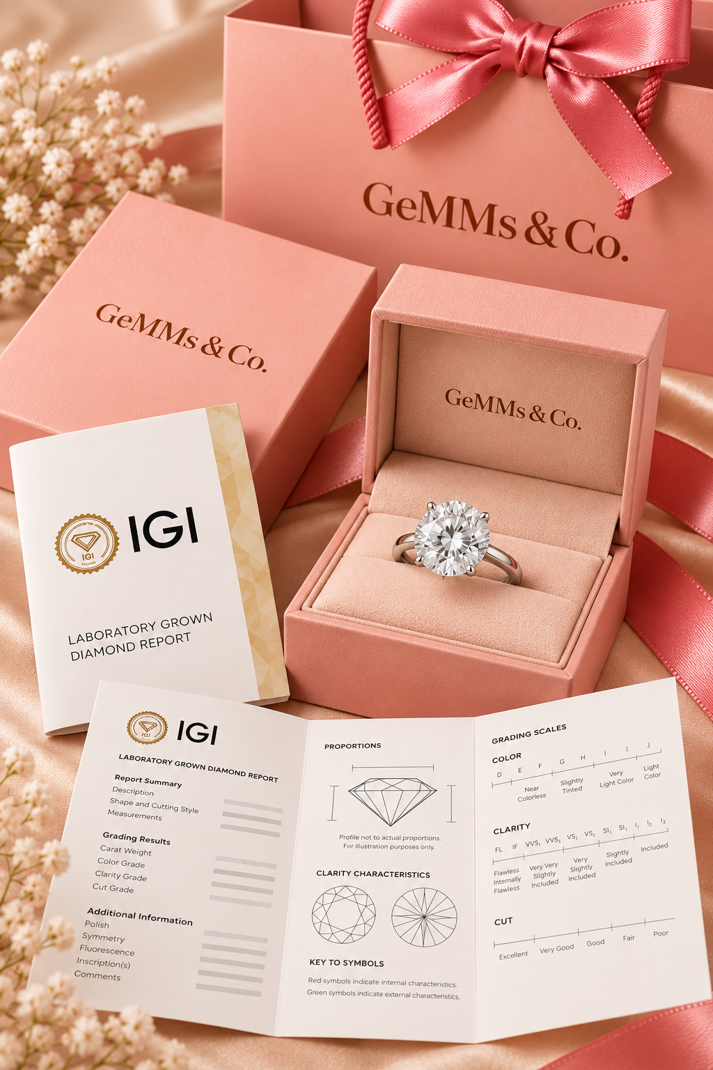 18ct White Gold 4.00ct Round Brilliant Lab Grown Diamond Solitaire Ring - IGI certificate with GeMMs & Co packaging