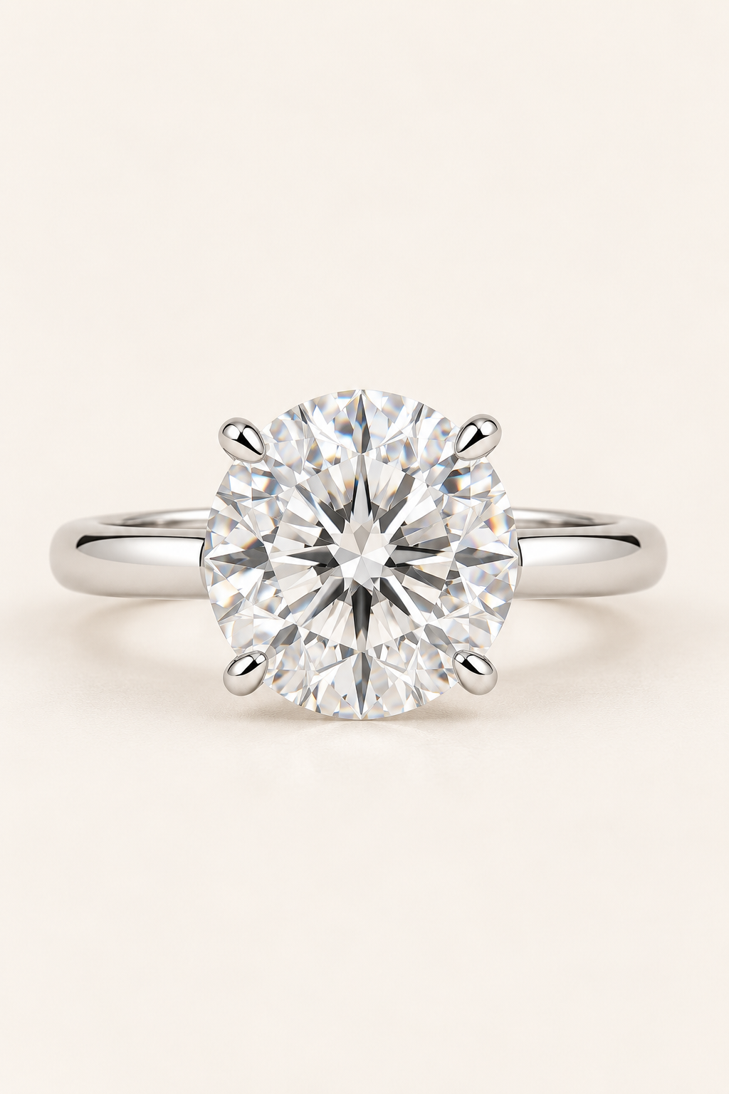 18ct White Gold 5.00ct Round Brilliant Lab Grown Diamond Solitaire Ring - main cream image