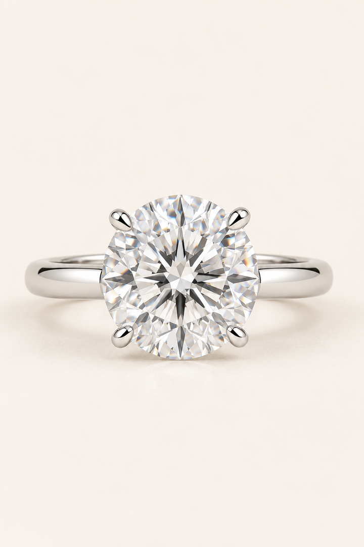 18ct White Gold 5.00ct Round Brilliant Lab Grown Diamond Solitaire Ring - main cream image