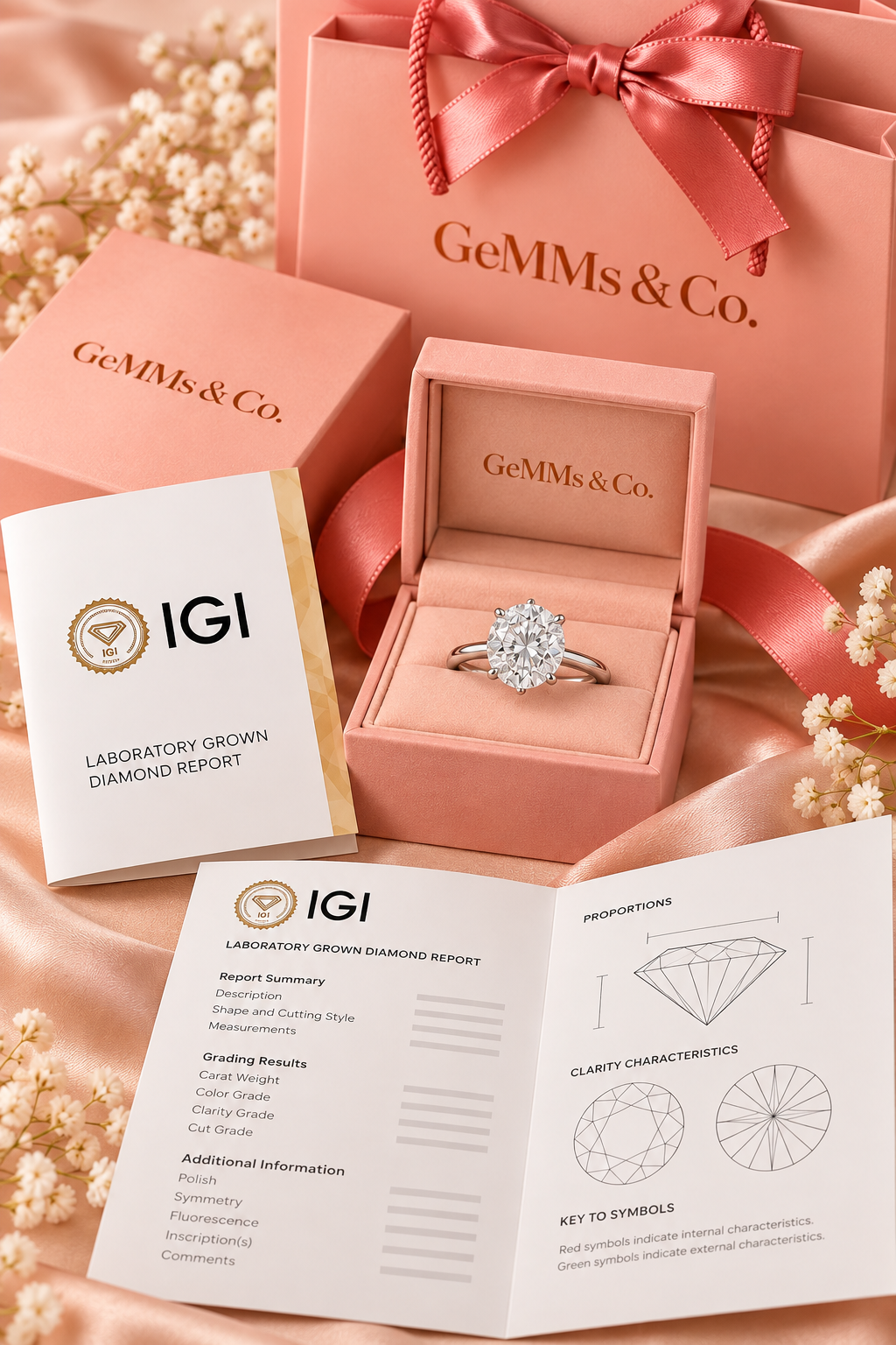 18ct White Gold 5.00ct Round Brilliant Lab Grown Diamond Solitaire Ring - IGI certificate with GeMMs & Co packaging