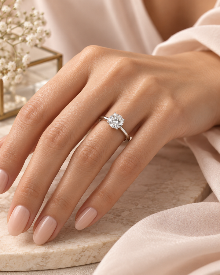 18ct White Gold 1.15ct Lab Grown Diamond Ring - model hand image