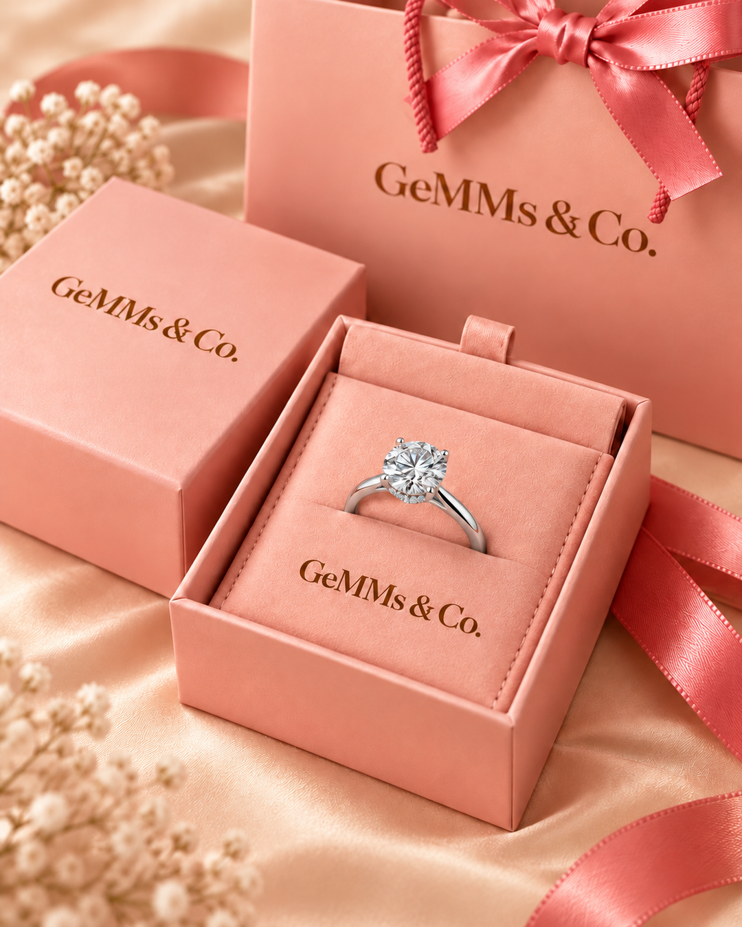 18ct White Gold 1.15ct Lab Grown Diamond Ring - GeMMs & Co original packaging
