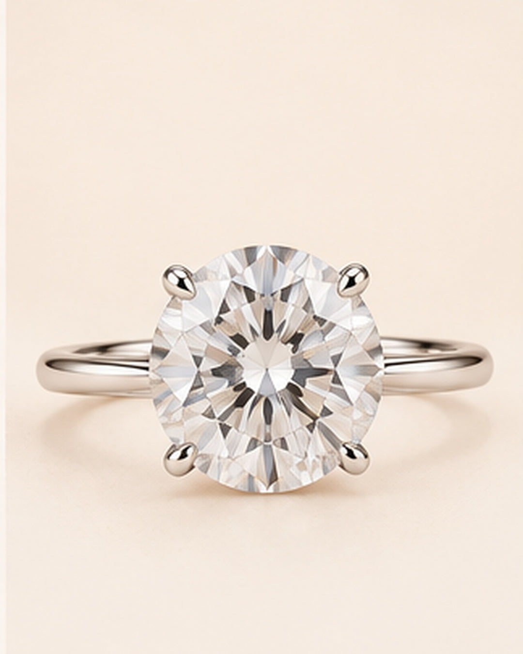 18ct White Gold 2.17ct Round Brilliant Lab Grown Diamond Ring - main cream image