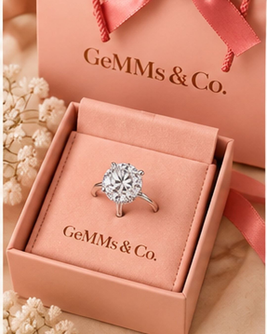 18ct White Gold 2.17ct Round Brilliant Lab Grown Diamond Ring - GeMMs & Co original packaging