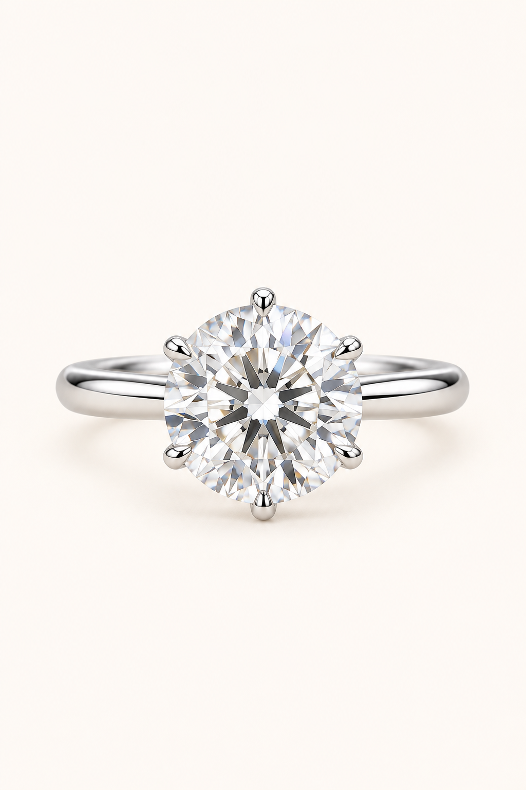 18ct White Gold 3.20ct Round Brilliant Lab Grown Diamond Ring - main cream image