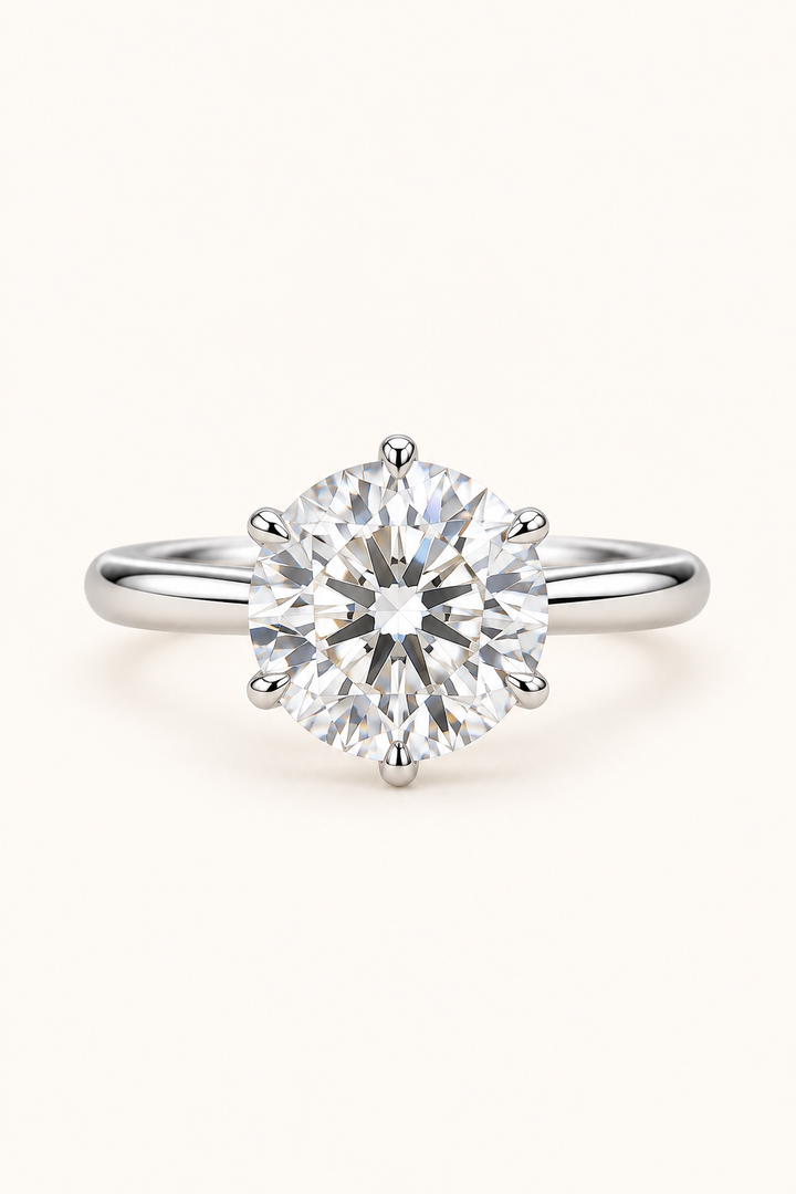 18ct White Gold 3.20ct Round Brilliant Lab Grown Diamond Ring - main cream image