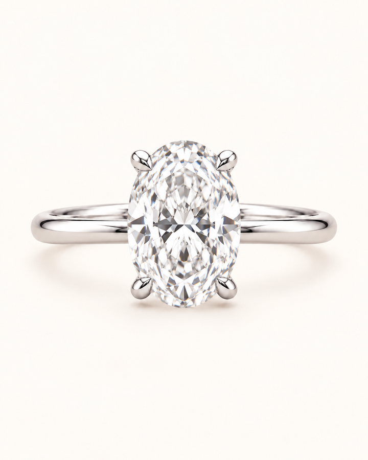 18ct White Gold 1.00ct Oval Cut Lab Grown Diamond Ring - main cream image