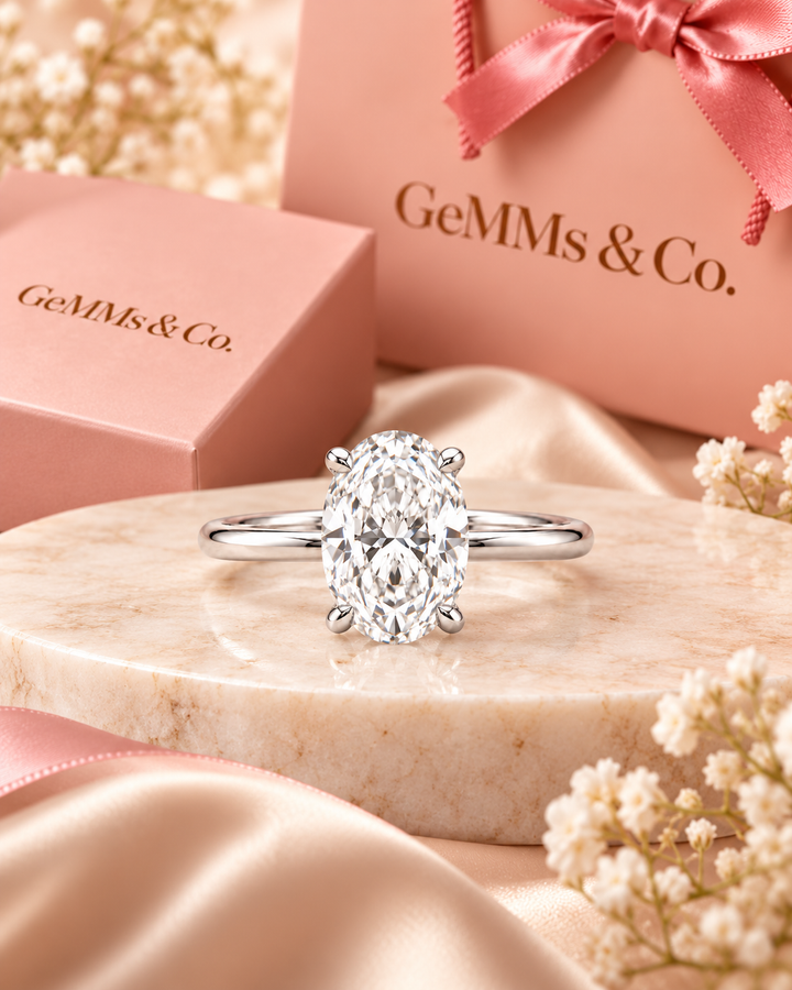 18ct White Gold 1.00ct Oval Cut Lab Grown Diamond Ring - styled image