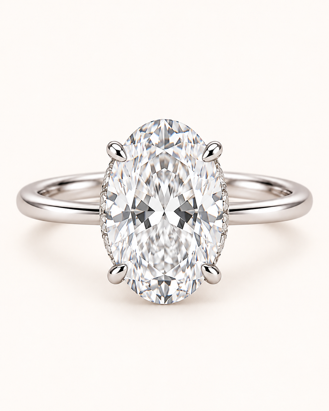 18ct White Gold 2.00ct Oval Cut Lab Grown Diamond Ring - large main cream image