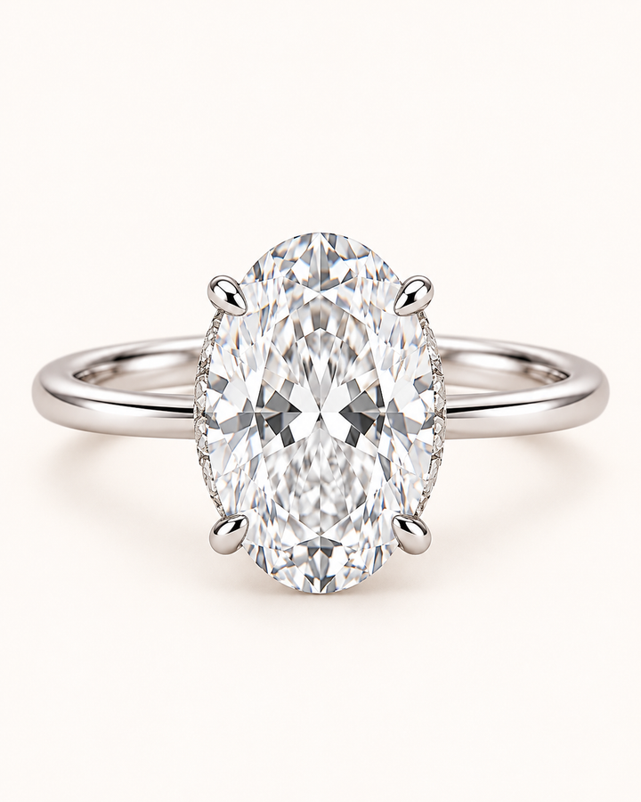 18ct White Gold 2.00ct Oval Cut Lab Grown Diamond Ring - large main cream image