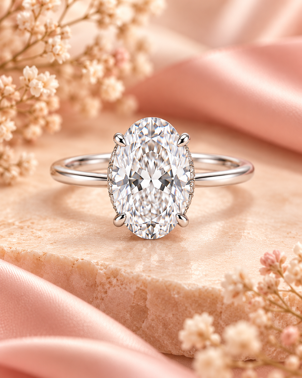 18ct White Gold 2.00ct Oval Cut Lab Grown Diamond Ring - large styled image