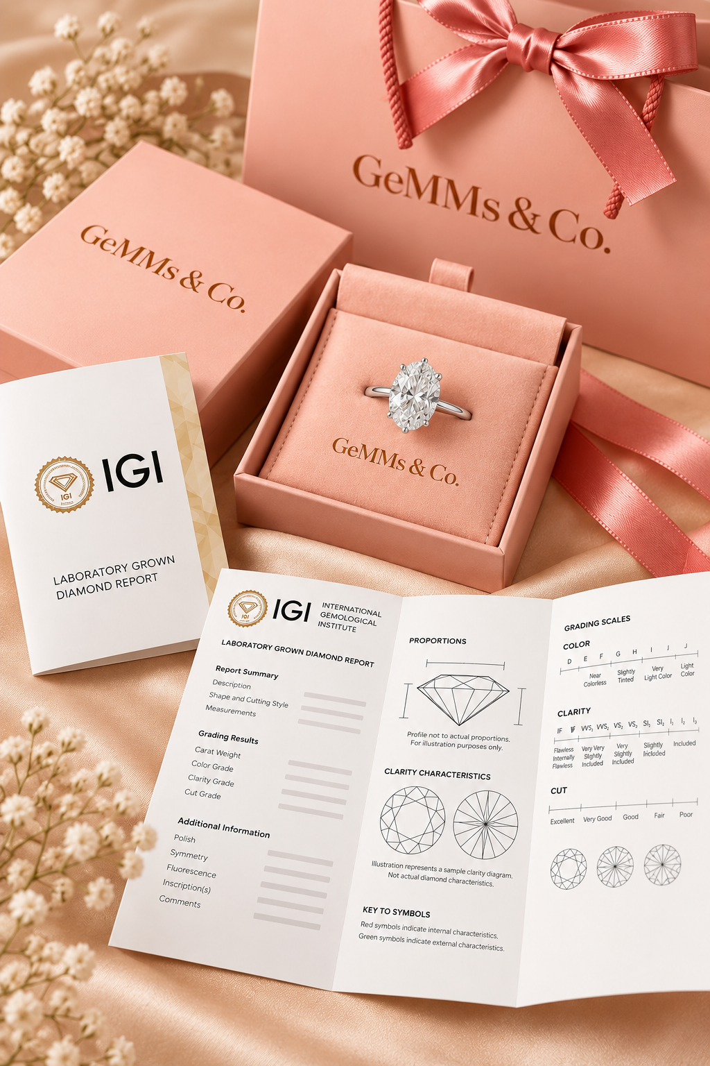 18ct White Gold 3.00ct Oval Cut Lab Grown Diamond Ring - IGI certificate with GeMMs & Co packaging