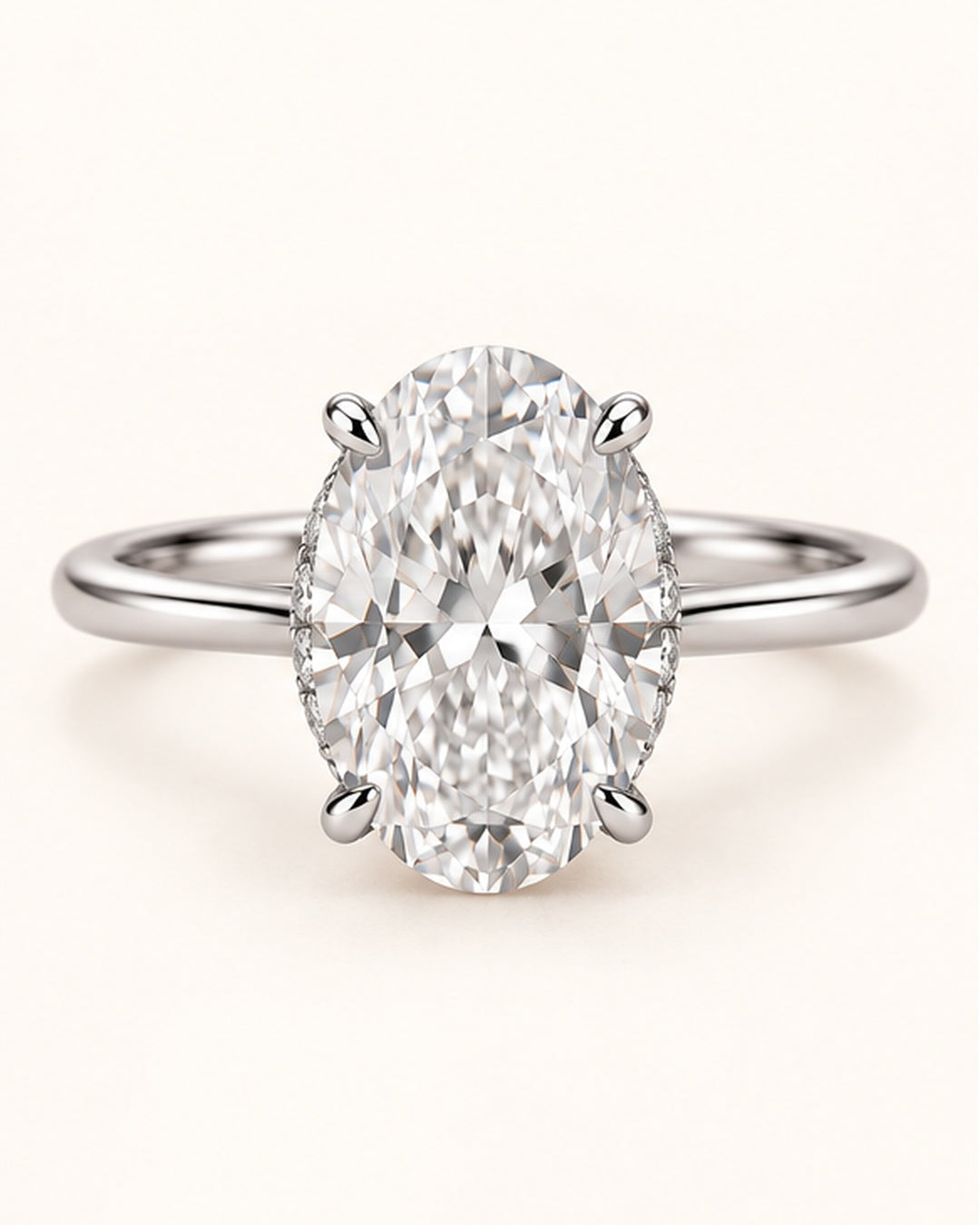 18ct White Gold 2.24ct Oval Hidden Halo Lab Grown Diamond Ring - main cream image