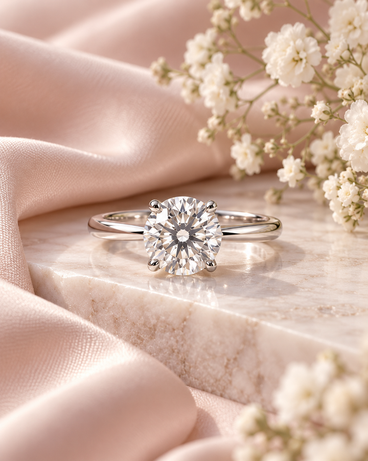 18ct White Gold 1.05ct Solitaire Lab Grown Hidden Halo Diamond Ring - styled image