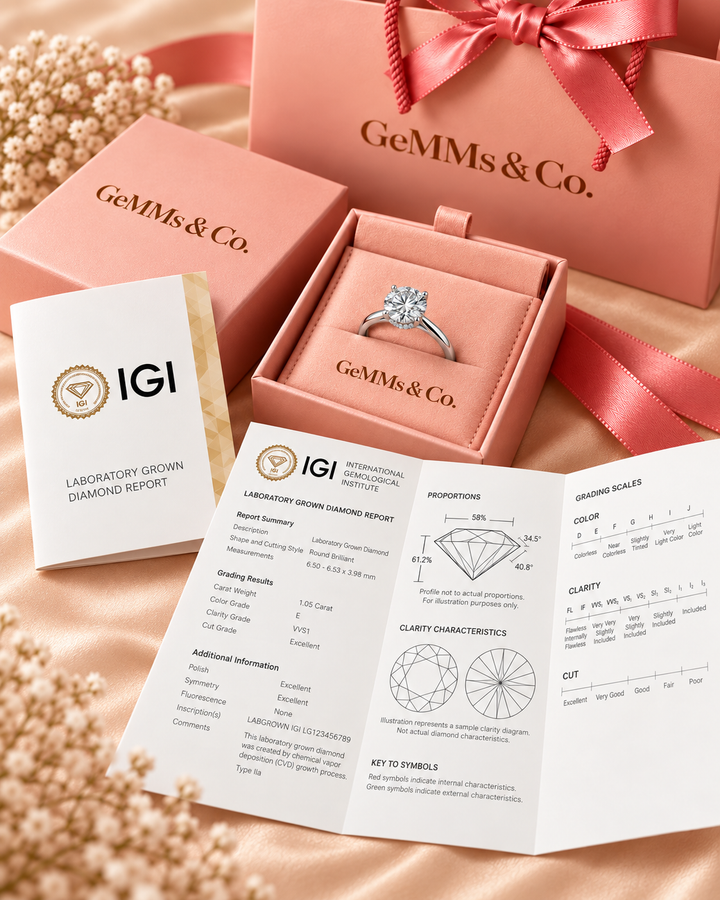 18ct White Gold 1.05ct Solitaire Lab Grown Hidden Halo Diamond Ring - IGI certificate with GeMMs & Co packaging