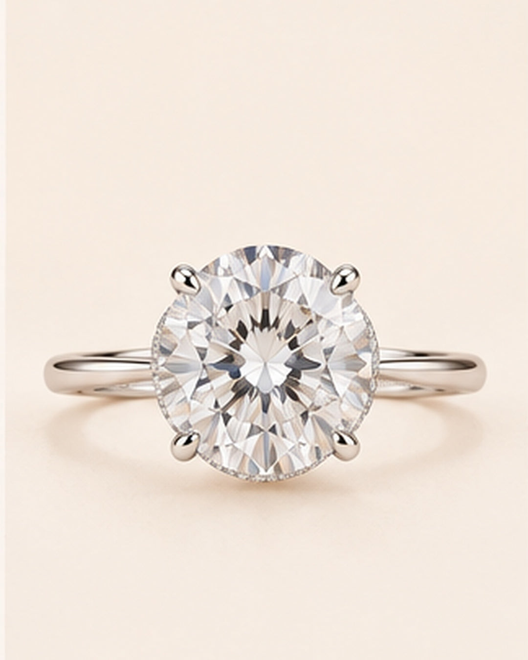 18ct White Gold 2.07ct Round Brilliant Hidden Halo Lab Grown Diamond Ring - main cream image
