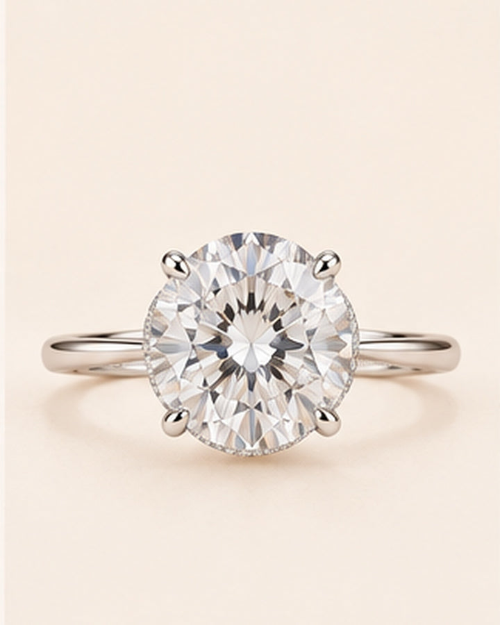 18ct White Gold 2.07ct Round Brilliant Hidden Halo Lab Grown Diamond Ring - main cream image