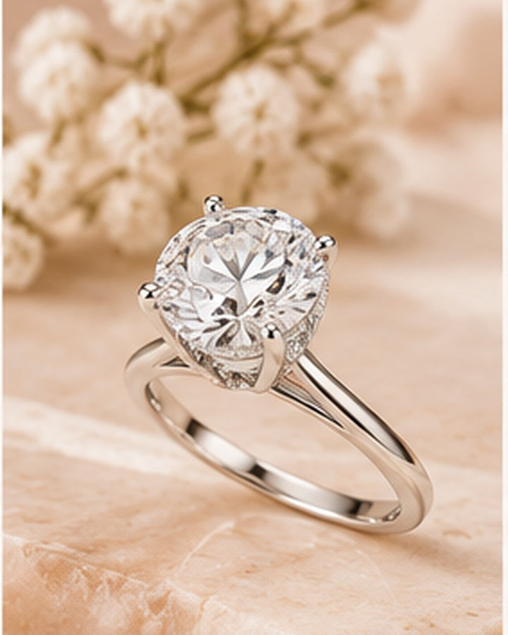 18ct White Gold 2.07ct Round Brilliant Hidden Halo Lab Grown Diamond Ring - styled image