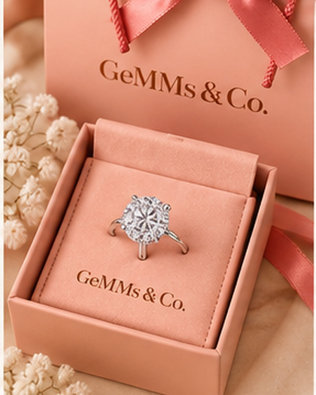 18ct White Gold 2.07ct Round Brilliant Hidden Halo Lab Grown Diamond Ring - GeMMs & Co original packaging