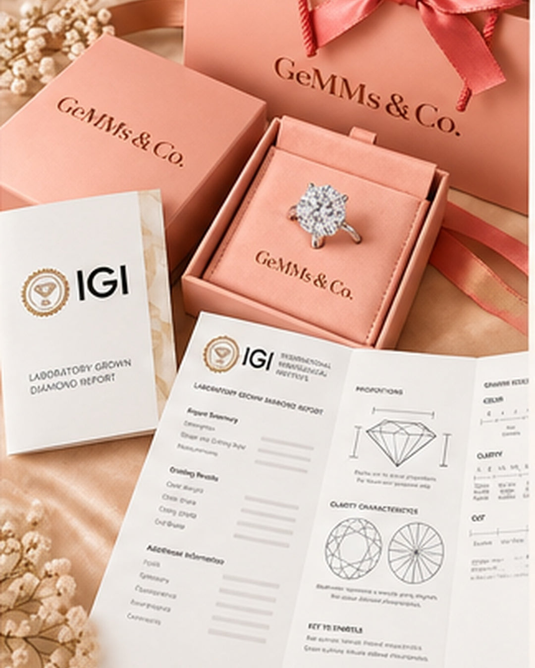 18ct White Gold 2.07ct Round Brilliant Hidden Halo Lab Grown Diamond Ring - IGI certificate with GeMMs & Co packaging
