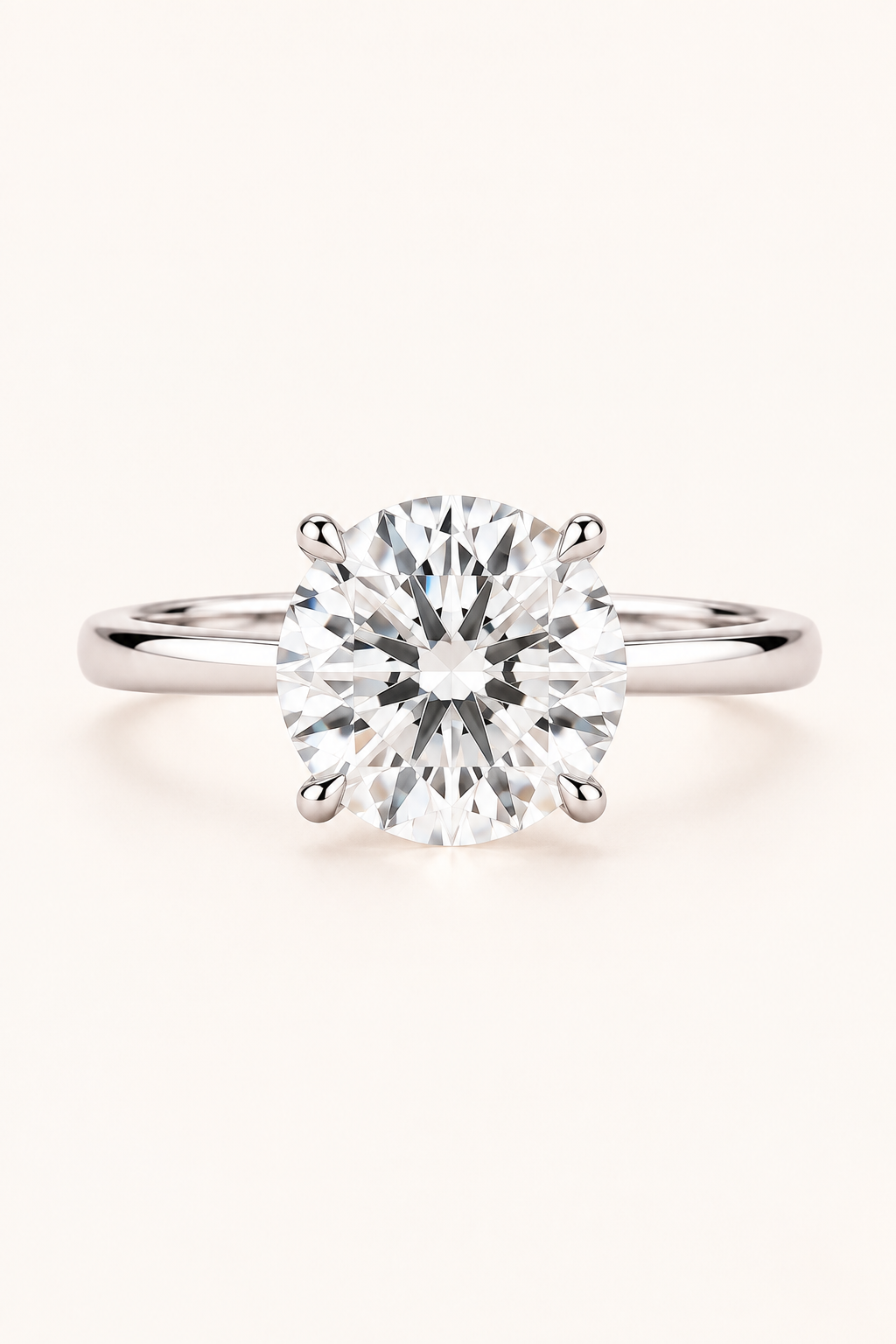 18ct White Gold 3.08ct Round Brilliant Hidden Halo Lab Grown Diamond Ring - main cream image