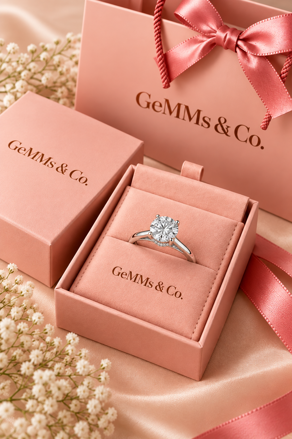 18ct White Gold 3.08ct Round Brilliant Hidden Halo Lab Grown Diamond Ring - GeMMs & Co original packaging