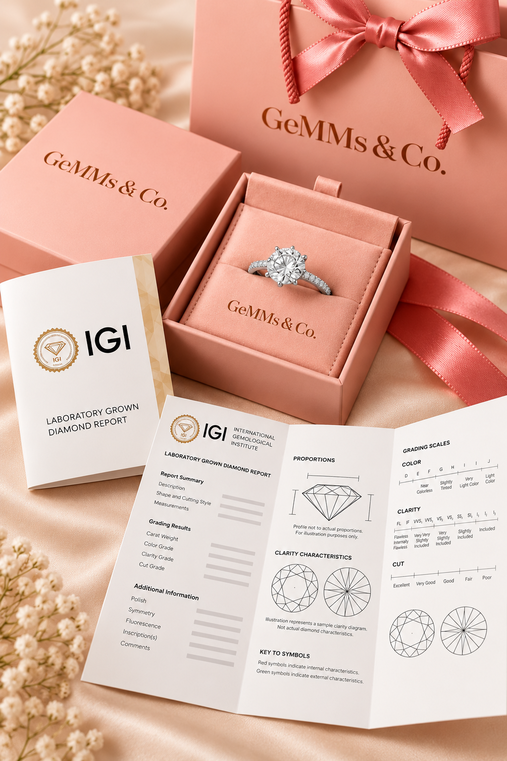18ct White Gold 3.08ct Round Brilliant Hidden Halo Lab Grown Diamond Ring - IGI certificate with GeMMs & Co packaging