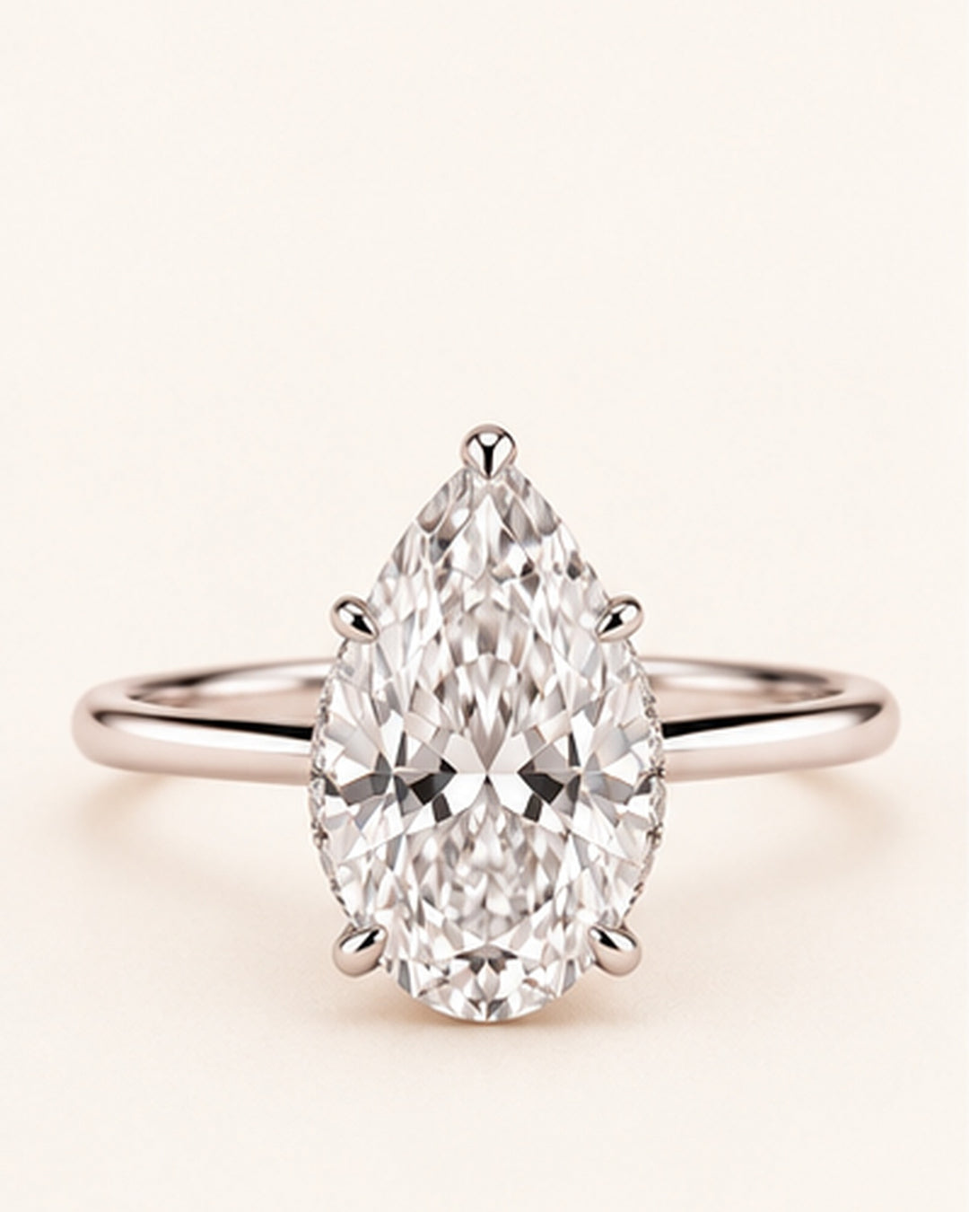 18ct White Gold 2.00ct Pear Cut Lab Grown Diamond Ring - main cream image