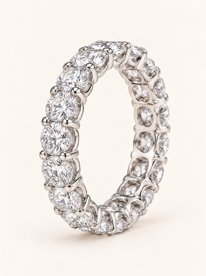 18ct White Gold 7.00ct Brilliant Cut Lab Grown Diamond Eternity Ring - main cream image