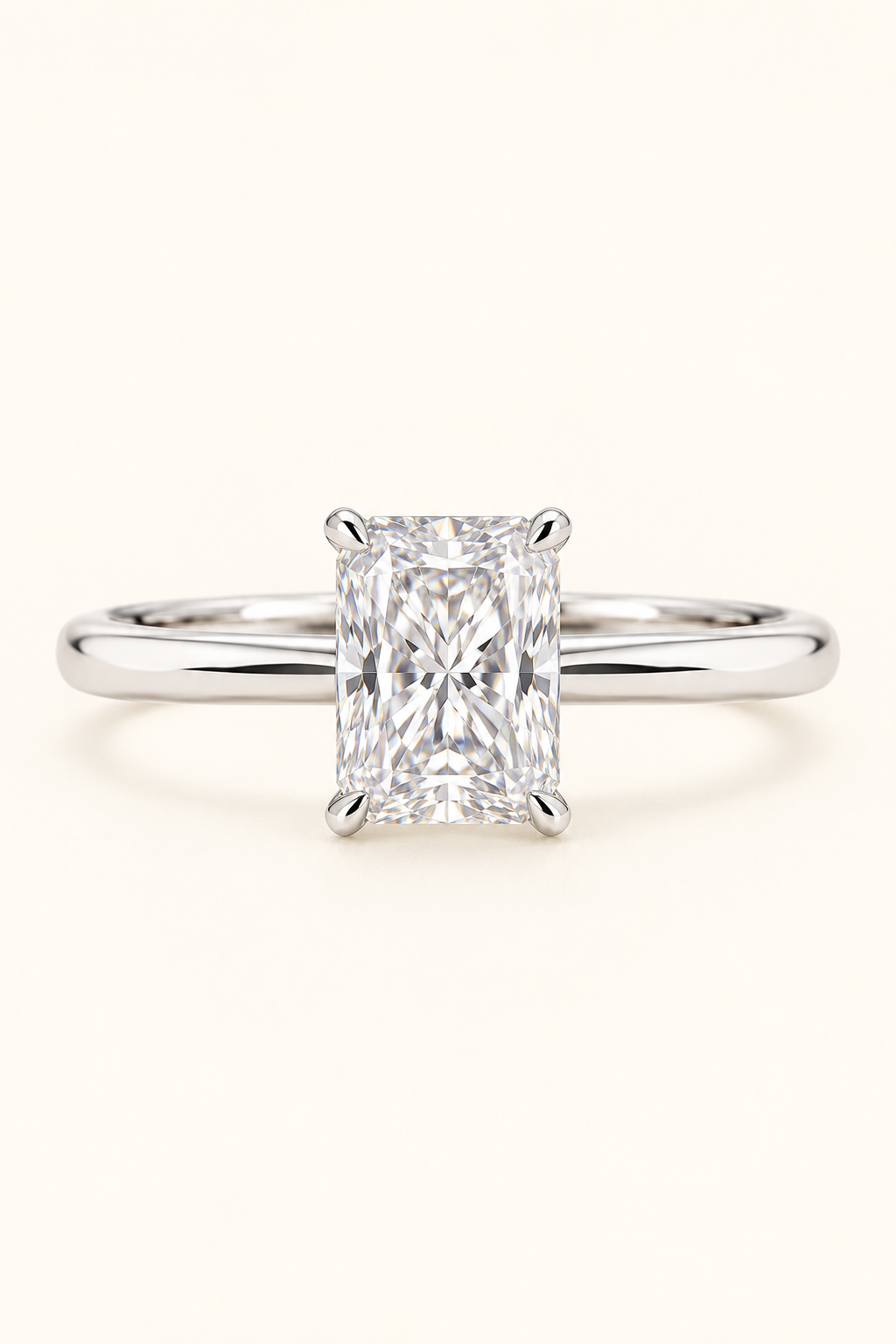 18ct White Gold 1.00ct Radiant Lab Grown Diamond Ring - main cream image