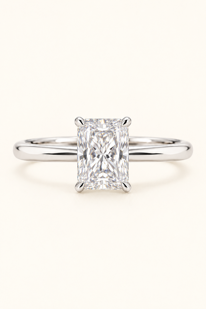 18ct White Gold 1.00ct Radiant Lab Grown Diamond Ring - main cream image