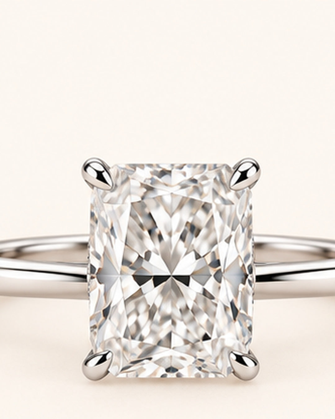 18ct White Gold 2.00ct Radiant Cut Lab Grown Diamond Ring - main cream image
