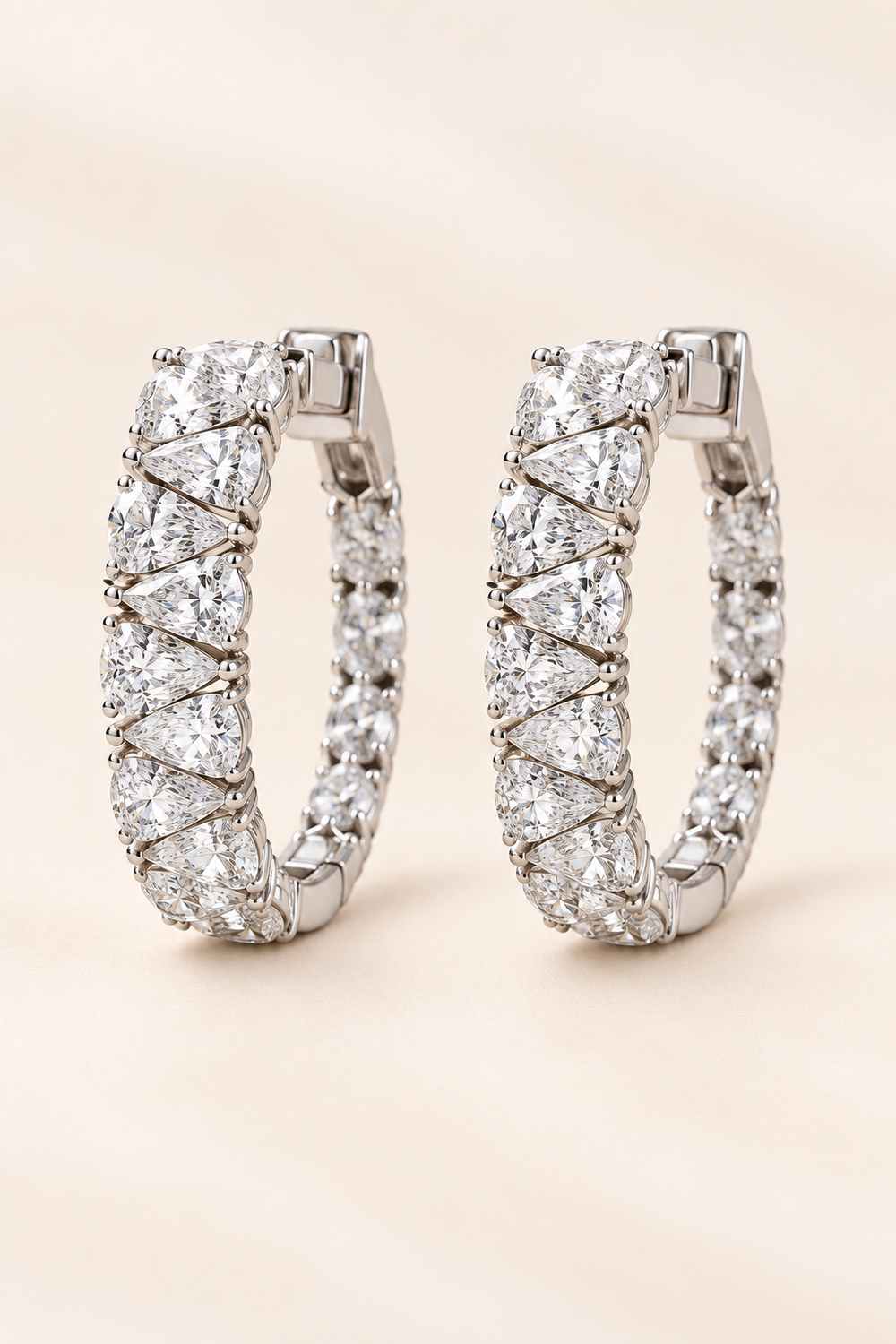 18ct Lab-Grown Diamond Pear Shape Hoop Earrings