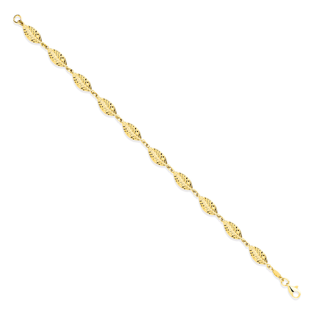 Leaf Linked Bracelet in 9ct Gold