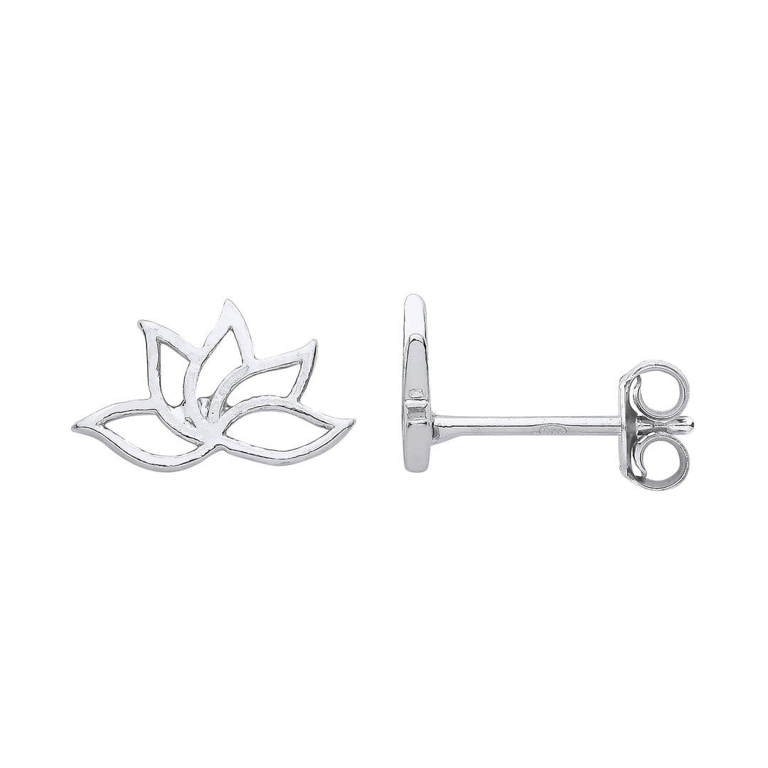 Lotus Flowers Stud Earrings in Silver