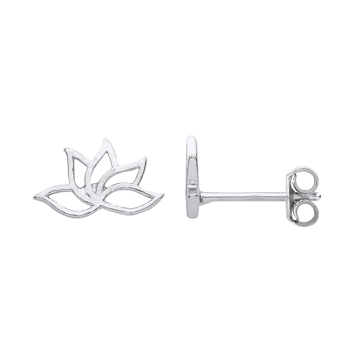 Lotus Flowers Stud Earrings in Silver