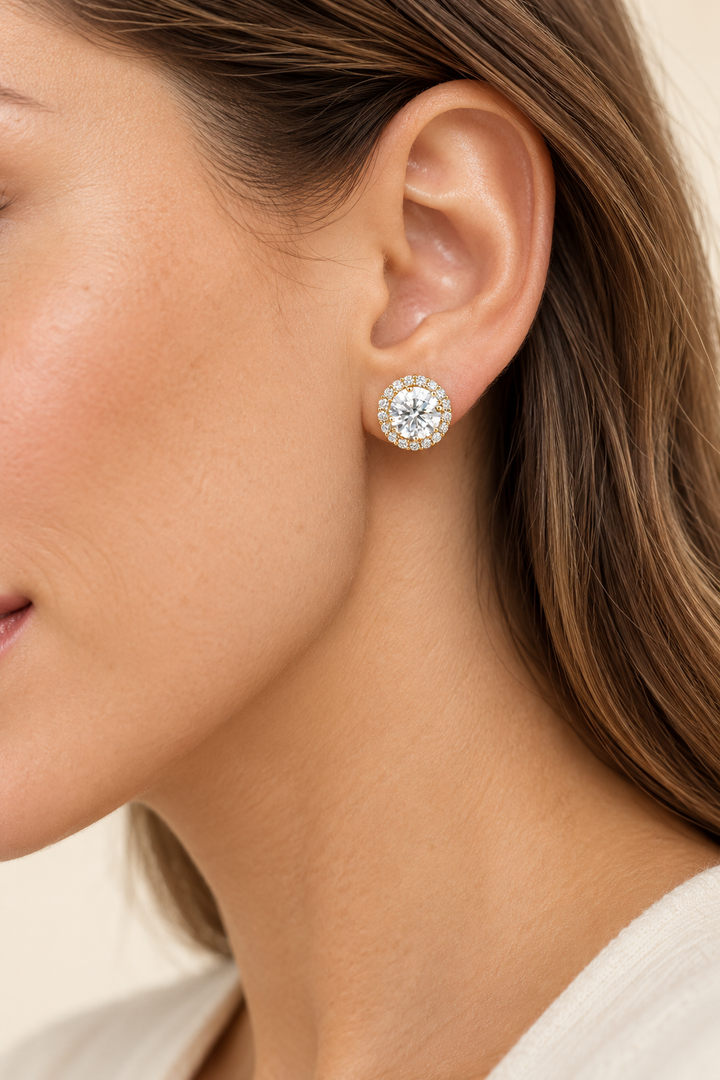 9ct Lab-Grown Diamond Halo Stud Earrings