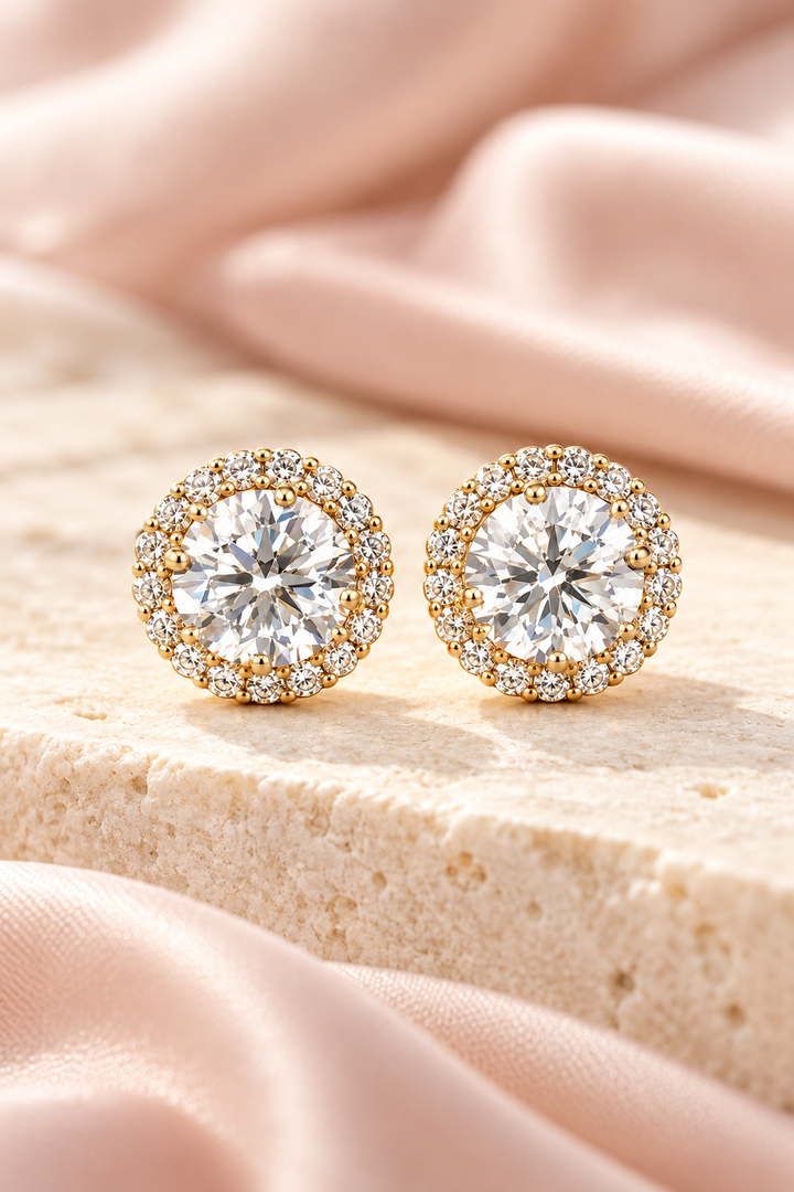 9ct Lab-Grown Diamond Halo Stud Earrings