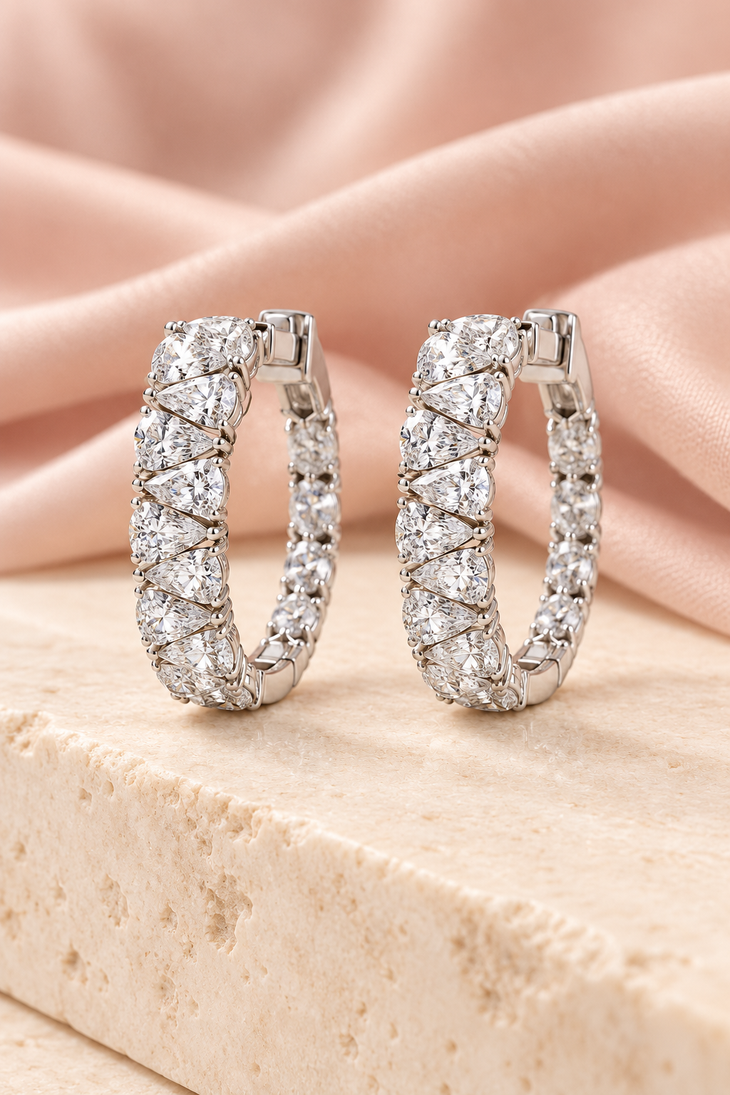 18ct Lab-Grown Diamond Pear Shape Hoop Earrings