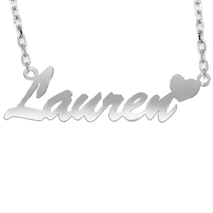 Personalised Heart Nameplate Necklace in Silver